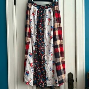 Anthropologie Red and Black Plaid Maxi Skirt